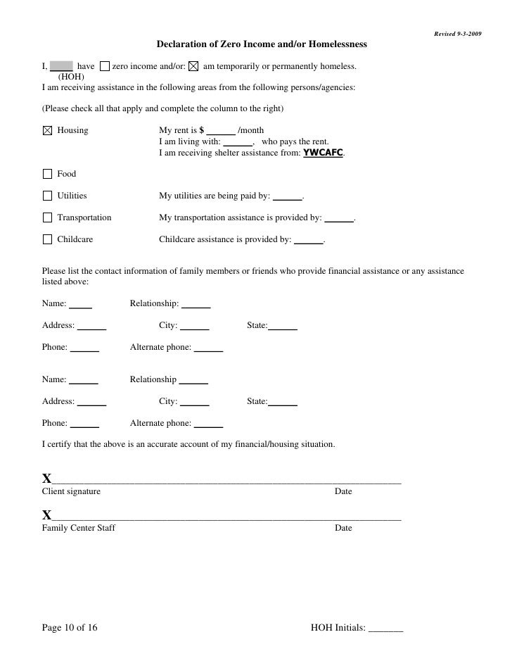 triage presentation zero income form