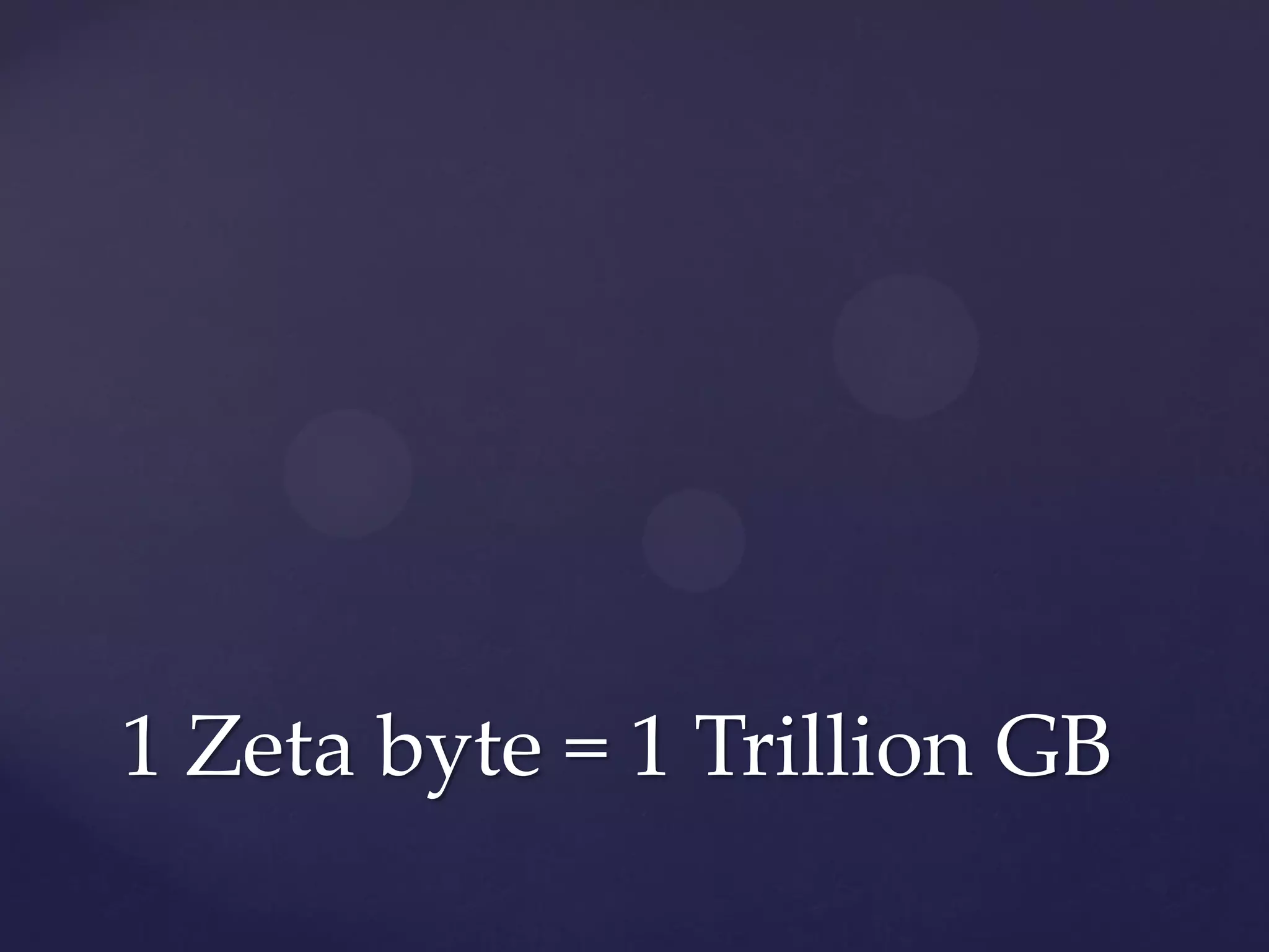 1 Zeta byte = 1 Trillion GB
 