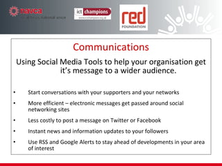 I asked – “Why does Twitter work for you?”  In less than 7 mins I got 7 replies. Twitter keeps me connected to folks I know & helps connect me to new folks & opportunities - also a serendipity engine Great example - I asked if anyone knew where to find the list of NI7 LAs and the CLG webmaster tweeted back the answer Twitter helps me to be connected with people and new developments, and helps to make new connections too Twitter's introduced me to many other organisations with similar goals that I wouldn't have met, & sharing best practice Twitter helps me build & maintain my professional network Keeps me up to speed with others - via my phone - esp important when out of office To keep track of topics/people of interest and discover new topics and people through the first set of people and topics 
