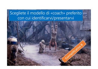 Scegliete il modello di «coach» preferito
con cui identificarvi/presentarvi
Scegliete il modello di «coach» preferito
con cui identificarvi/presentarvi
 