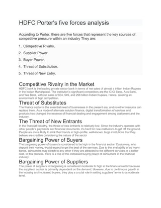 HDFC Porter's five forces analysis of competitive rivalry and buyer ...