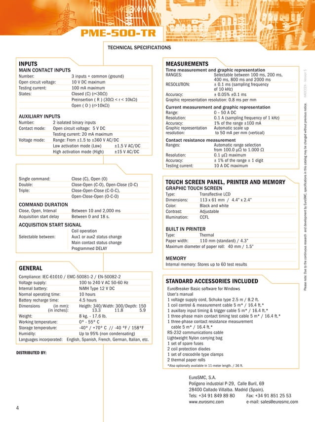 SMC PME500TR Circuit Breaker Analyzer