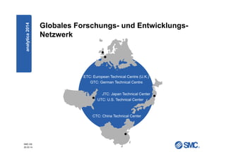 SMC-DE
20.03.14
analytica2014 Globales Forschungs- und Entwicklungs-
Netzwerk
UTC: U.S. Technical Center
JTC: Japan Technical Center
ETC: European Technical Centre (U.K.)
GTC: German Technical Centre
CTC: China Technical Center
 