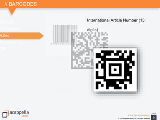  2011 Acappella Media, Ltd. All Rights Reserved
Follow @AcappellaMedia
International Article Number (13
digits)
 2011 Ac...