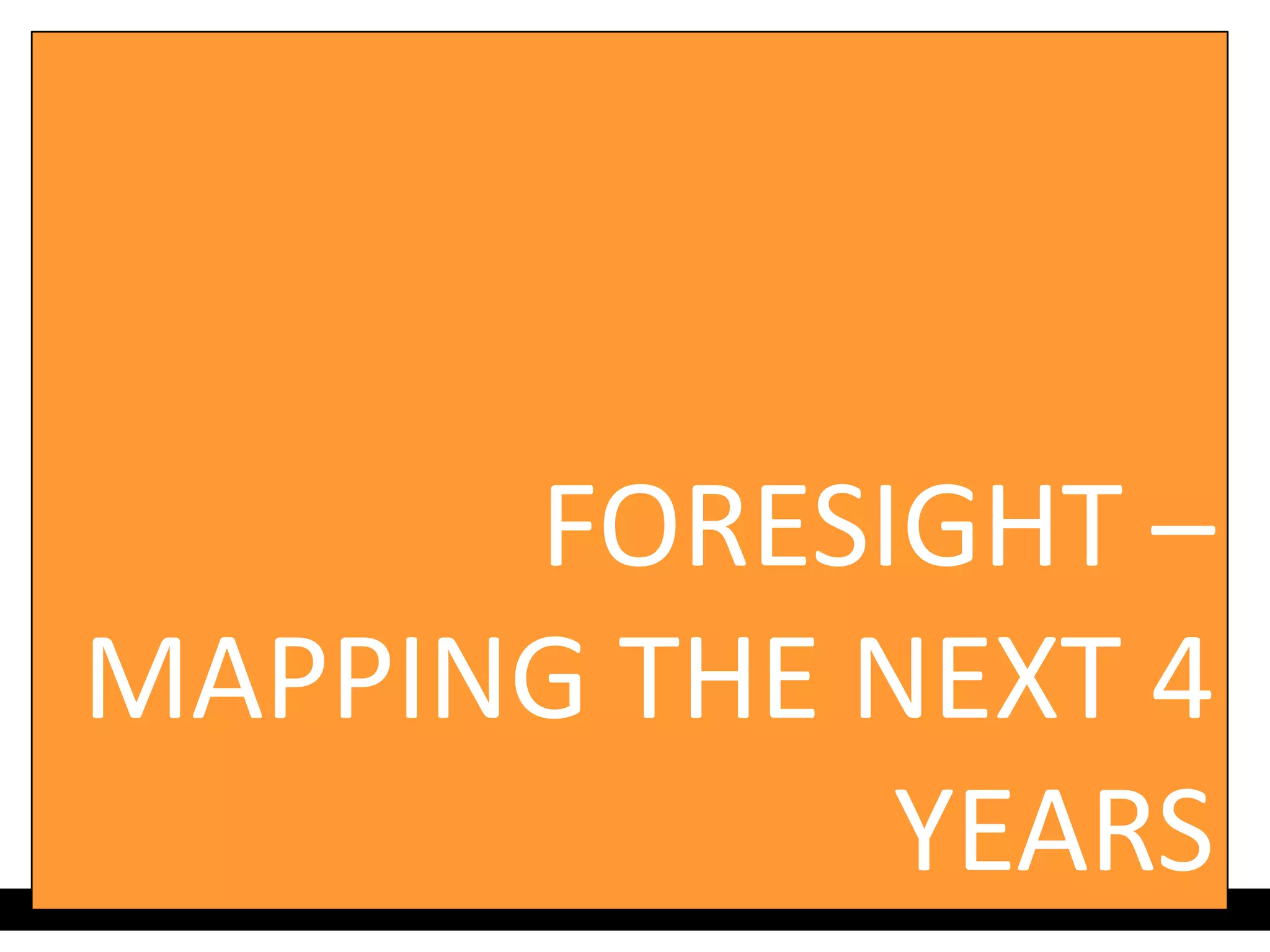 FORESIGHT –
MAPPING THE NEXT 4
             YEARS
 
