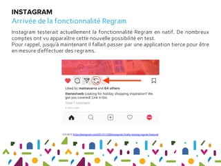 Instagram testerait actuellement la fonctionnalité Regram en natif. De nombreux
comptes ont vu apparaître cette nouvelle p...