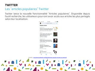 Twitter lance la nouvelle fonctionnalité “Articles populaires”. Disponible depuis
l’outil recherche, les utilisateurs pour...