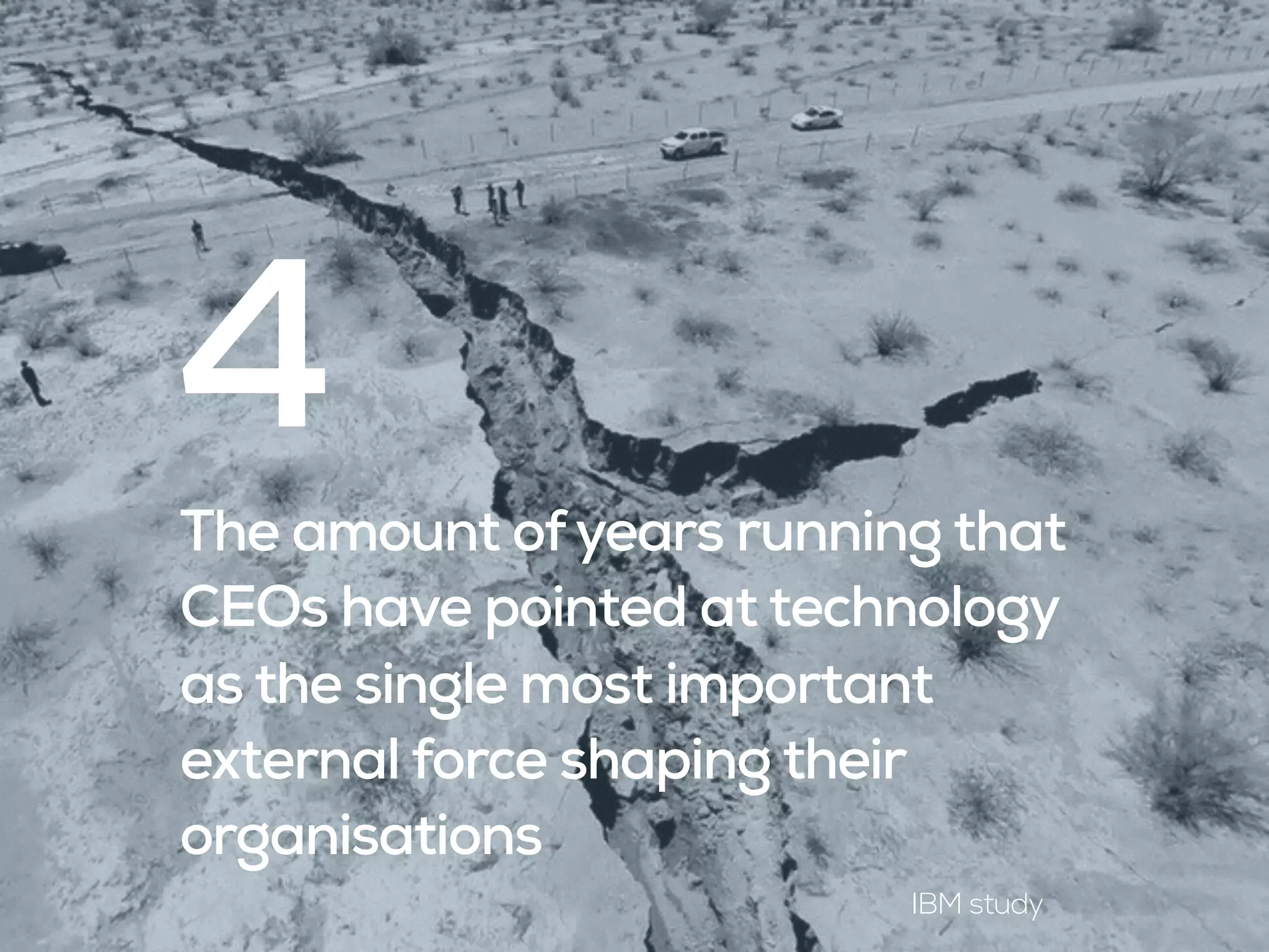 The amount ofyears running that
CEOs have pointed at technology
as the single most important
external force shaping their
organisations
4
IBM study
 