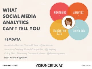 What if your data set combined survey
data about donation habits with actual
social media usage?
 
