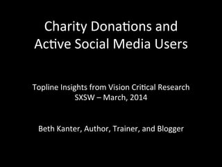 Does more social
media use equal
more donations?
 