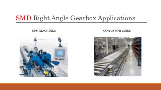 SMD Right Angle Gearbox Applications
SPM MACHINES CONVEYOR LINES
 