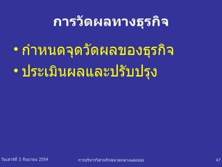การวัดผลทางธุรกิจ กำหนดจุดวัดผลของธุรกิจ ประเมินผลและปรับปรุง 