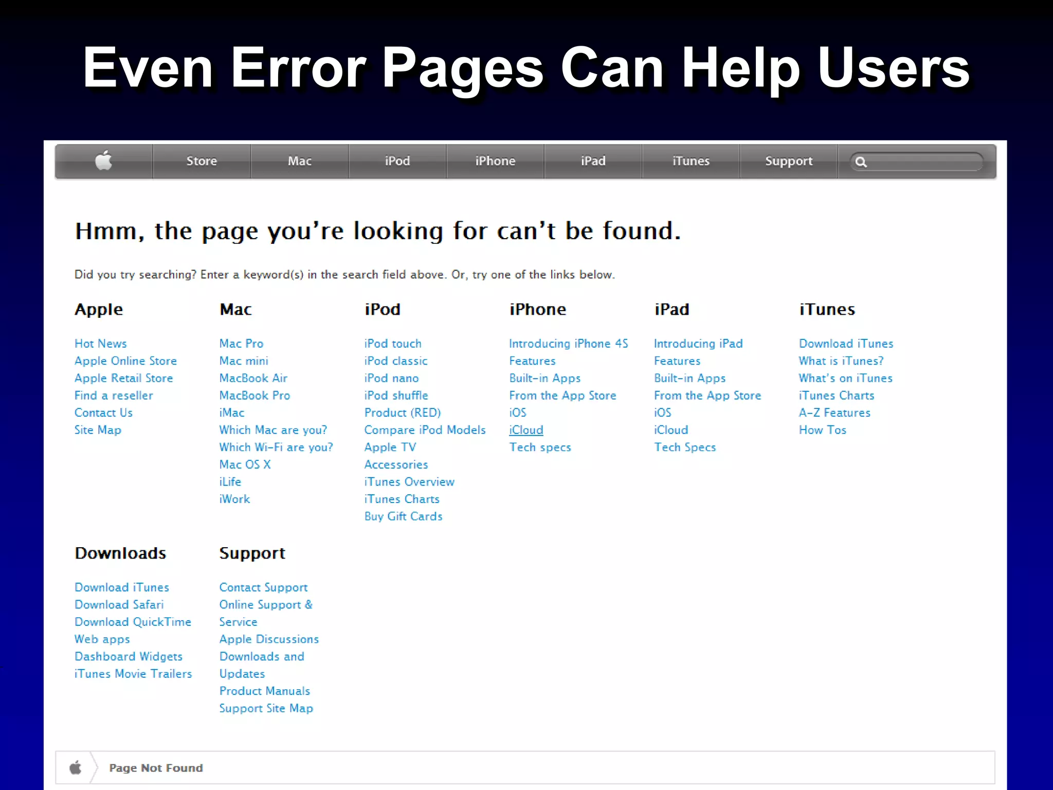 Even Error Pages Can Help Users
 