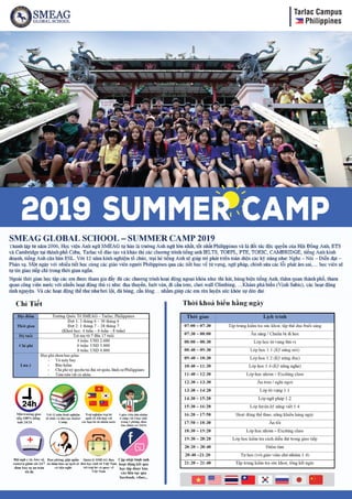 Tarlac Campus
Philippines
2019 SUMMER camp
 
