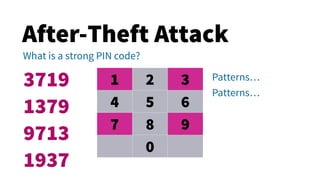 After-Theft Attack
What is a strong PIN code?
The last safe PIN code!
8068
 