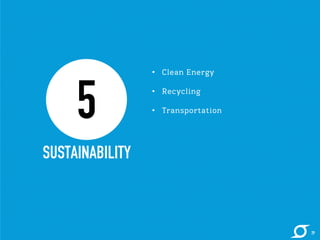• Clean Energy 
• Recycling 
• Transportation 
5 
SUSTAINABILITY 
29 
 
