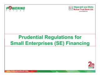 Prudential Regulations for
Small Enterprises (SE) Financing
 