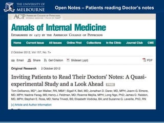 Open Notes – Patients reading Doctor’s notes

 