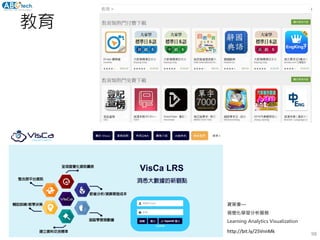98
教育
http://bit.ly/2SVnnMk
資策會—
視覺化學習分析服務
Learning Analytics Visualization
 