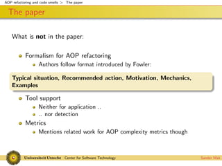 Codesmells for AspectJ