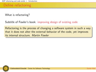 Codesmells for AspectJ