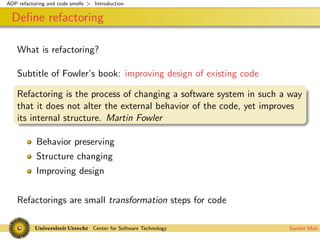 Codesmells for AspectJ