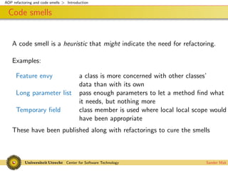 Codesmells for AspectJ