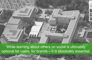 While learning about others on social is ultimately
optional for users, for brands – it is absolutely essential.
 