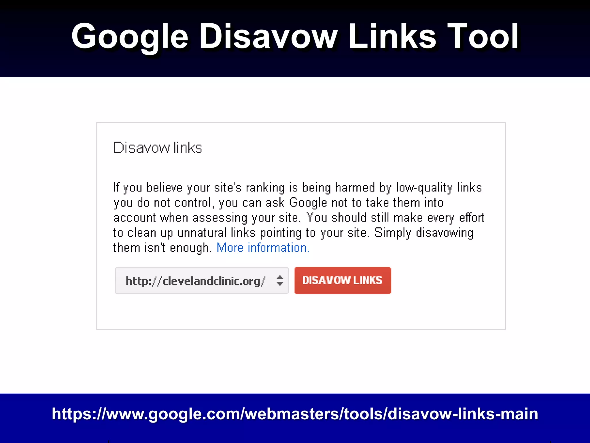 Google Disavow Links Tool




https://www.google.com/webmasters/tools/disavow-links-main
 