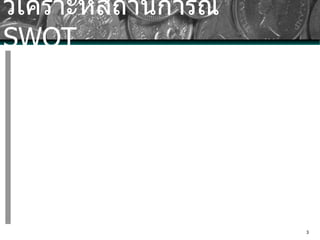 วิเคราะห์สถานการณ์  SWOT 