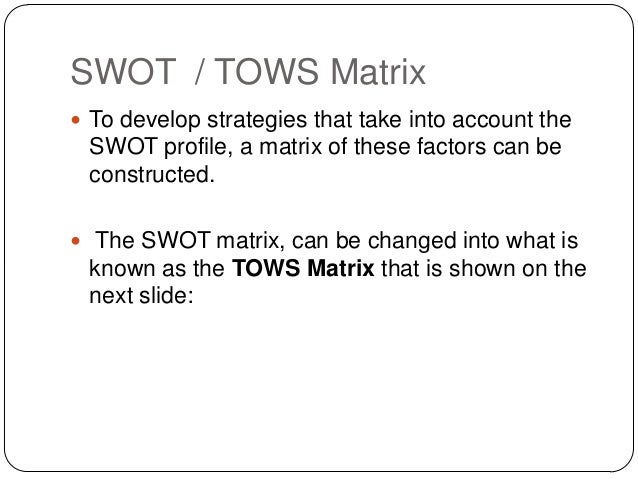 tows matrix airline industry What is an industry matrix this information can help a company determine how to improve its position within the industry one example is a tows matrix -- threats, opportunities, weaknesses and strengths -- a variation of swot analysis. tows matrix airline industry What is an industry matrix this information can help a company determine how to improve its position within the industry one example is a tows matrix -- threats, opportunities, weaknesses and strengths -- a variation of swot analysis.