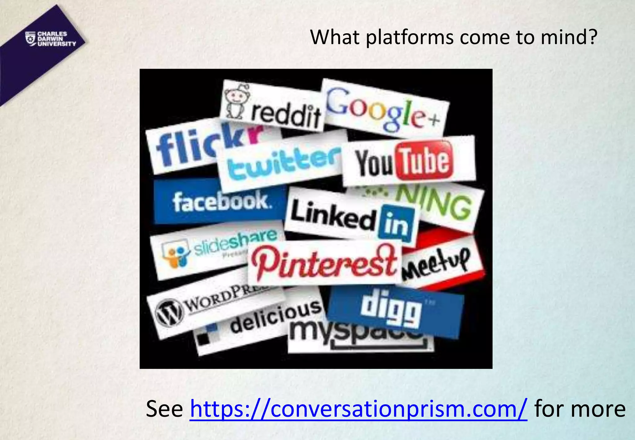 What platforms come to mind?
See https://conversationprism.com/ for more
 