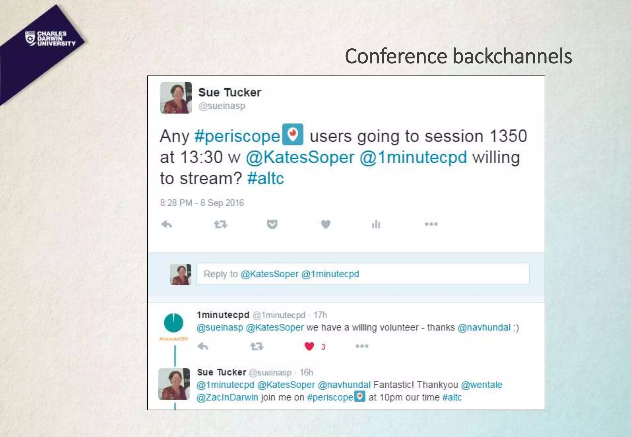 Conference backchannels
 