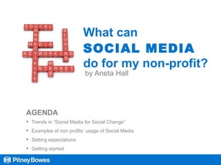 What can  SOCIAL MEDIA   do for my non-profit? by Aneta Hall ,[object Object],[object Object],[object Object],[object Object],AGENDA 