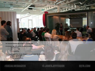 -   So I started thinking about why we had this gap
-   It’s increasingly difficult for courses to keep up
           - new methods
           - new technology
           - new software
           - new platforms
-   Even we struggle! But for us, change is fundamental. We share a lot.
        - Equator Academies
        - Monthly All-hands
        - Project presentations
 