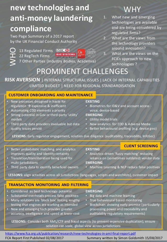 New Technologies And Anti Money Laundering Compliance Personal Summa