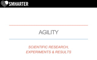 AGILITY
SCIENTIFIC RESEARCH,
EXPERIMENTS & RESULTS
 