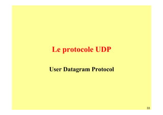 Le protocole UDP

User Datagram Protocol




                         33
 