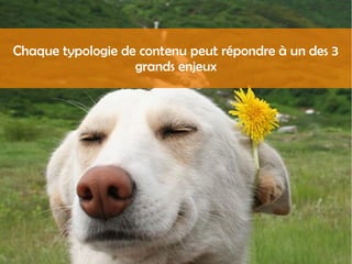Chaque typologie de contenu peut répondre à un des 3
grands enjeux
 