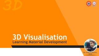 1
Learning Material Development
3D Visualisation
By: Alfan P Laksono,
M.Ds
3D
 