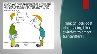 Think of Total cost
of replacing blind
switches to smart
transmitters !
 