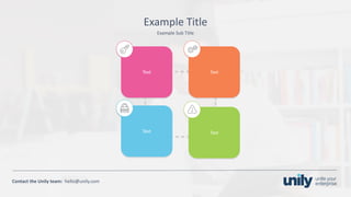 Clean presentation to LUXE
26Phone: +1(123) 456 789 email: mail@domain.com
Contact	the Unily	team:		hello@unily.com
Example	Sub	Title
Example	Title
Text	 Text
Text Text
 