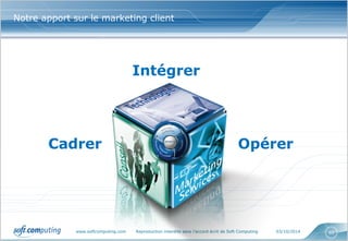 www.softcomputing.com Reproduction interdite sans l’accord écrit de Soft Computing 03/10/2014 
60 
Notre apport sur le marketing client 
Cadrer 
Intégrer 
Opérer  