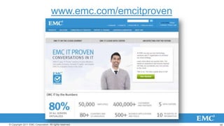 www.emc.com/emcitproven




© Copyright 2011 EMC Corporation. All rights reserved.        48
 