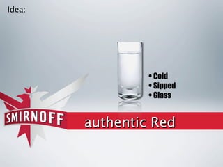 Idea:




                 • Cold
                 • Sipped
                 • Glass

        authentic Red
 