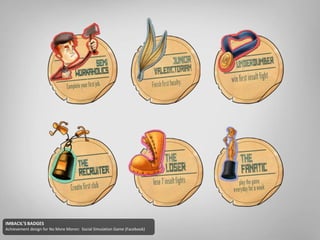 IMBACIL’S BADGES
Achievement design for No More Moron: Social Simulation Game (Facebook)
 