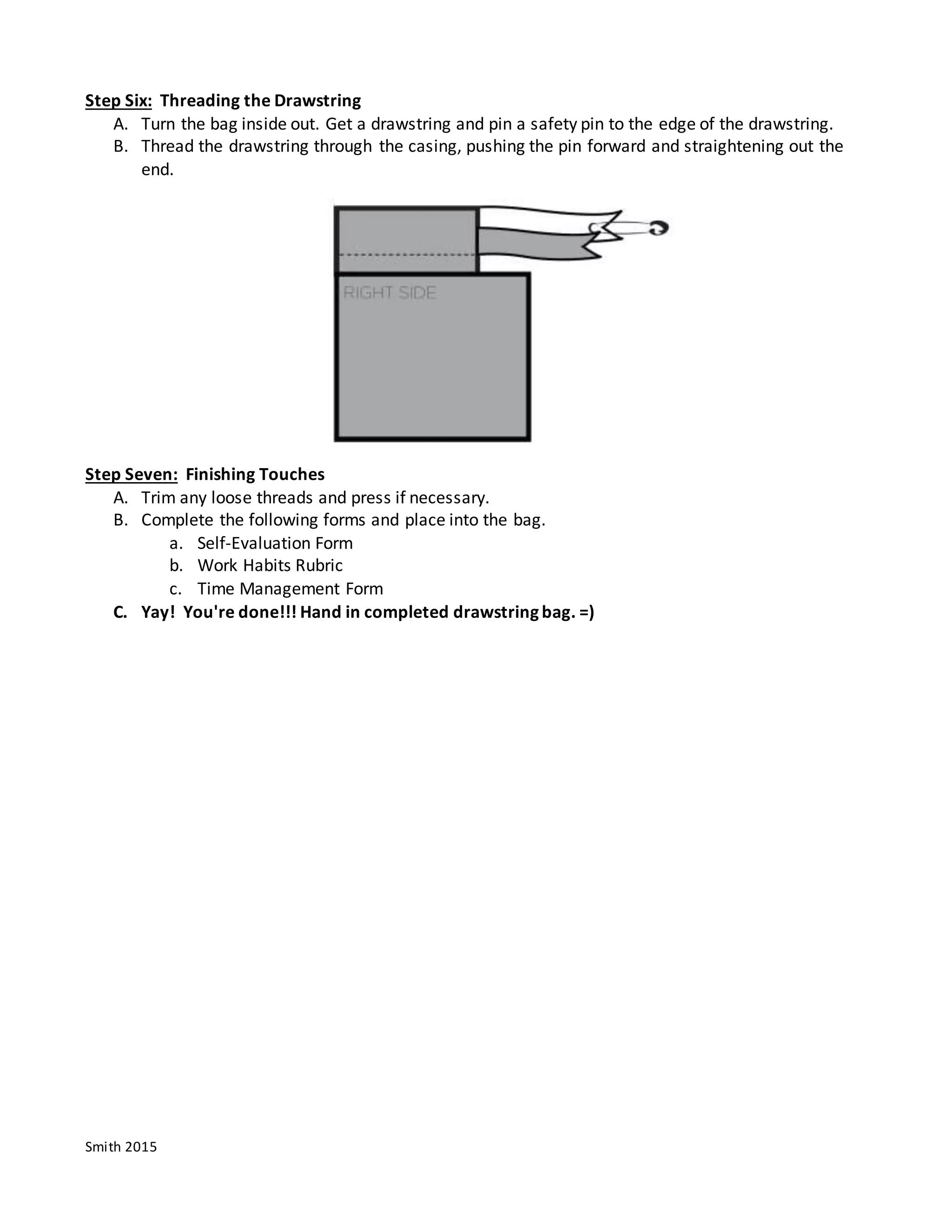 Smith 2015 - Sewing 08 - Drawstring Bag Handout | DOCX