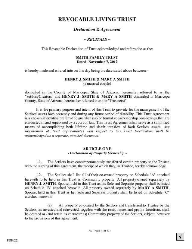 smith179652 revocable trust agreement form