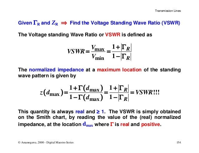 Standing Wave Ratio Smith Chart