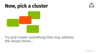 smithery.com
Now, pick a cluster
Try and create something that may address
the issues there…
 